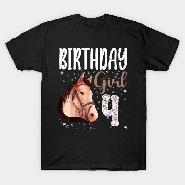 Horse Animal Lovers 4th Birthday Girl T-Shirt by tasmarashad